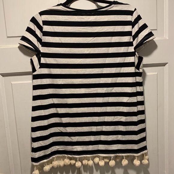 FOIL~ "NWT!!" ~   Striped top w/ pom-pom trim - Picture 8 of 11